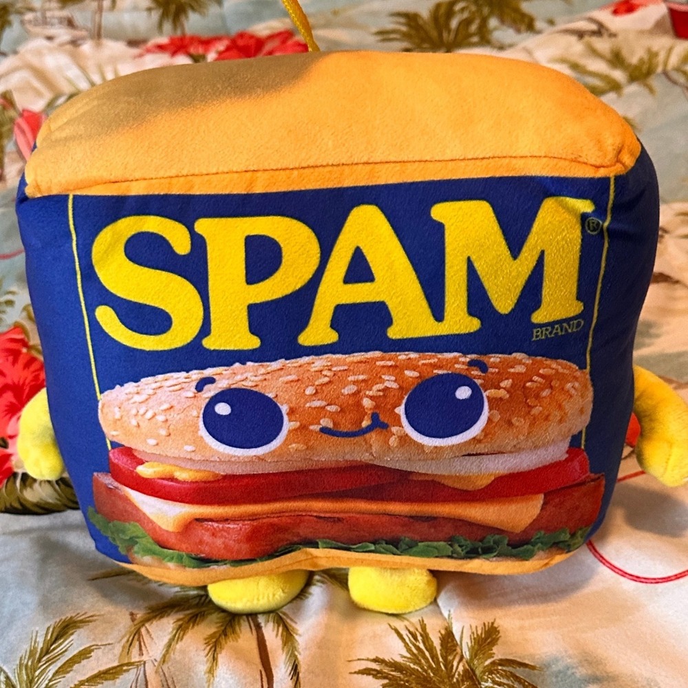 Spam Brand Burger Plush Pillow Fiesta Soft Food Mascot Blue Yellow - Picture 6 of 8